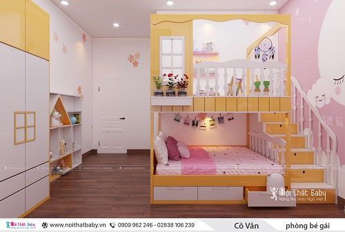 Giường tầng hiện đại dành cho bé gái